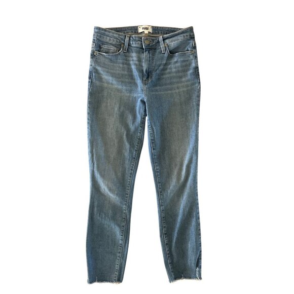 PAIGE Hoxton Crop Melanney Distressed Skinny High Waisted Jeans Size 28 - Picture 4 of 13